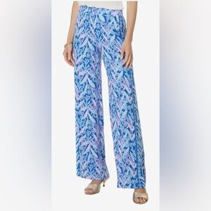 NWT Lilly Pulitzer Allena Knit Palazzo Pants Barton Blue Star Gazing Engineered